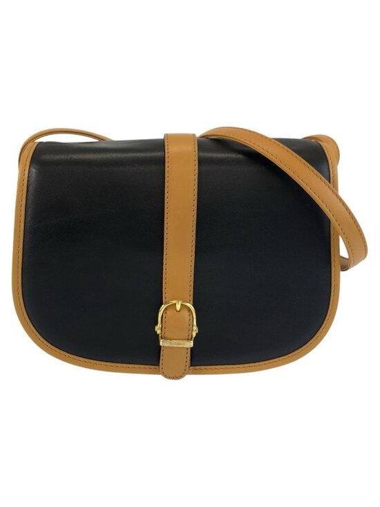 Celine Handbags - Celine Vintage Black Brown Gold Leather Shoulder Bag Pochette